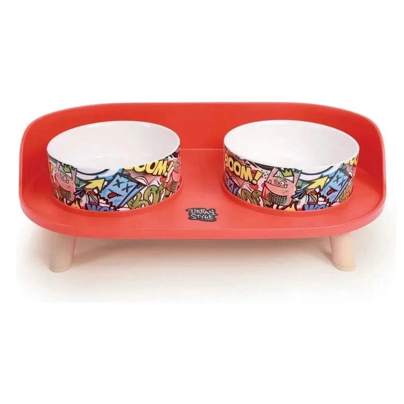Altitude Urban Style Double Raised Pet Bowl Multicolour