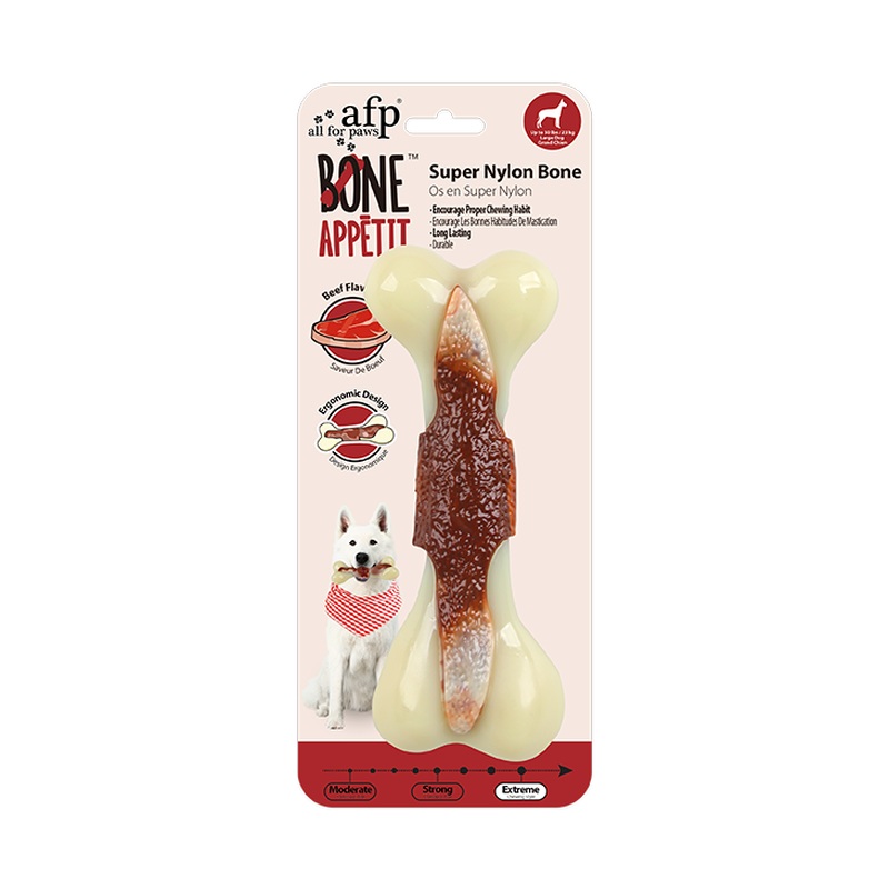 AFP Super Nylon Bone With Beef Flavour infused Dog Toy (Large)