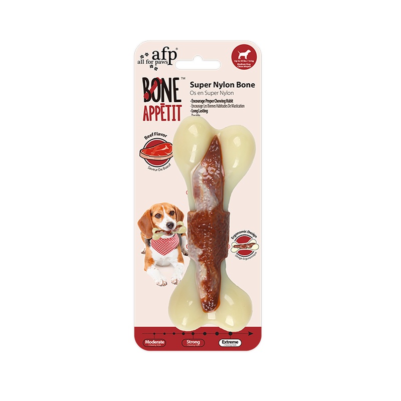 AFP Super Nylon Bone With Beef Flavour infused Dog Toy (Medium)
