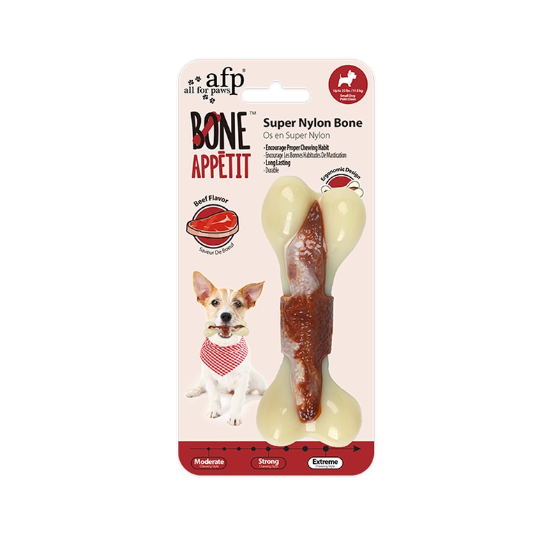 AFP Super Nylon Bone With Beef Flavour infused Dog Toy (Small)
