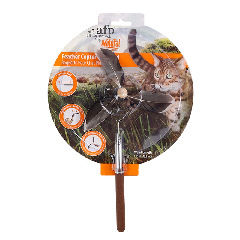 AFP Feather Copter Cat Wand - Brown