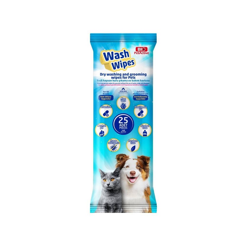 Wash Wipes (Dry Washing and Grooming Wipes for Pets)