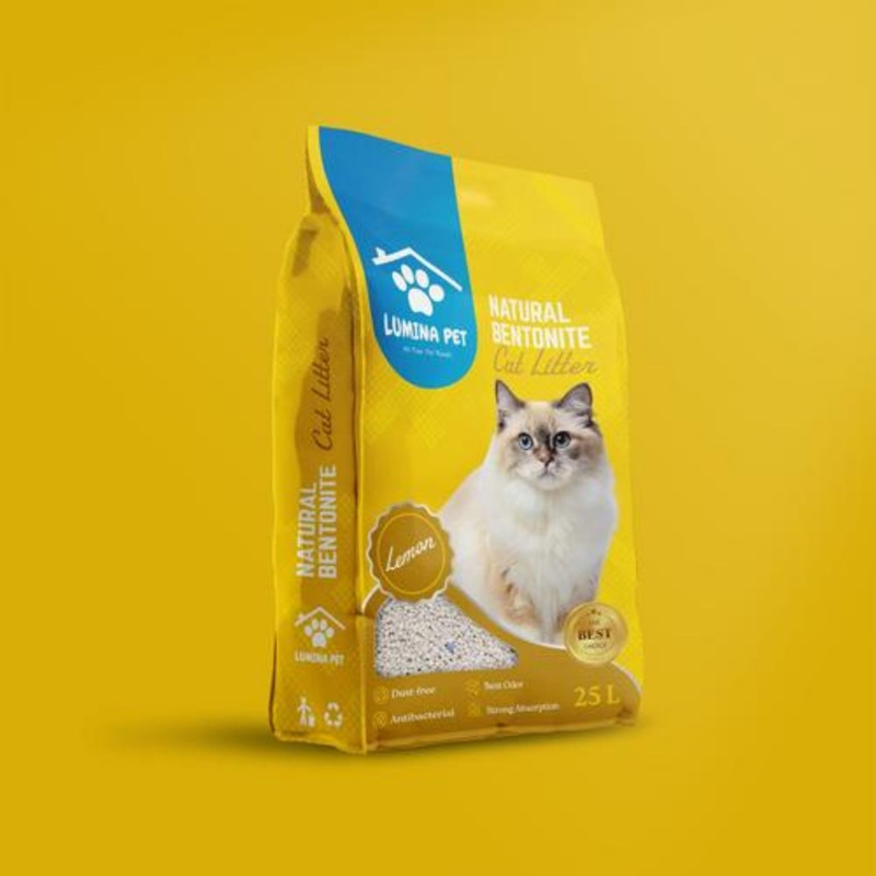 Scented Bentonite Cat Litter Lemon Flavor 25L-20kg