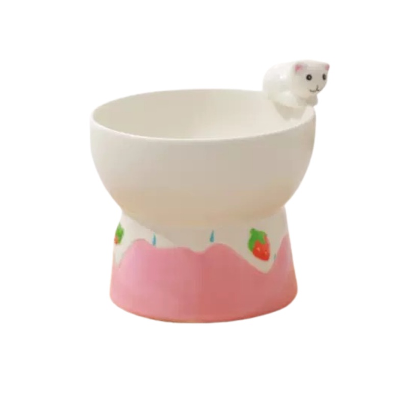 Strawberry High Footed Ceramic Bowl - Powder