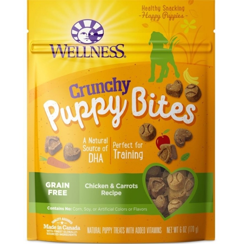 Wellness Natural Grain Free Crunchy Puppy Bites Chicken and Carrots Recipe Dog Treats