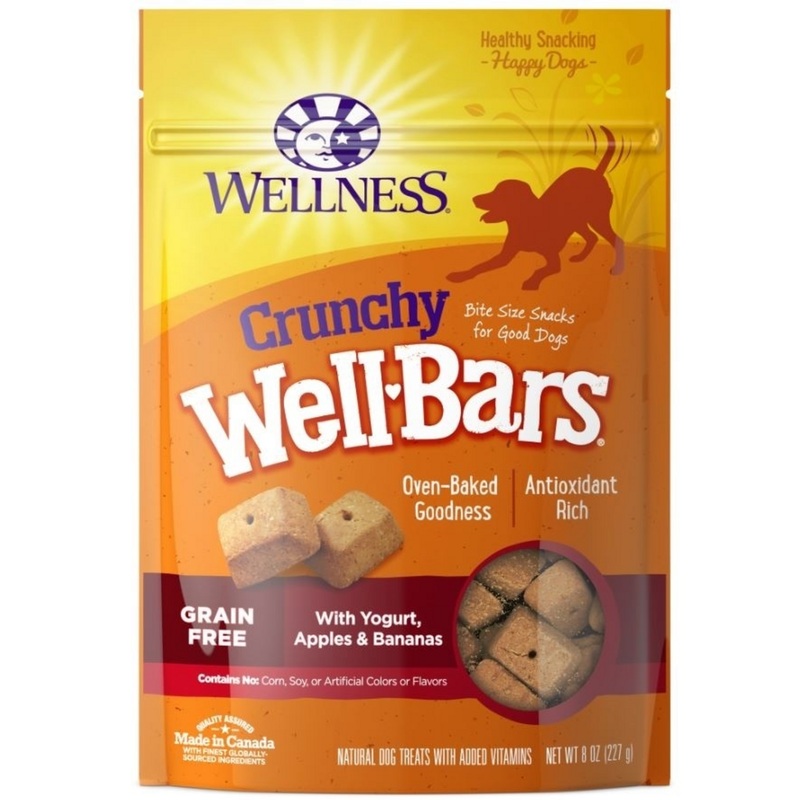 Wellness Natural Grain Free Wellbars Crunchy Yogurt, Apples and Bananas Recipe Dog Treats