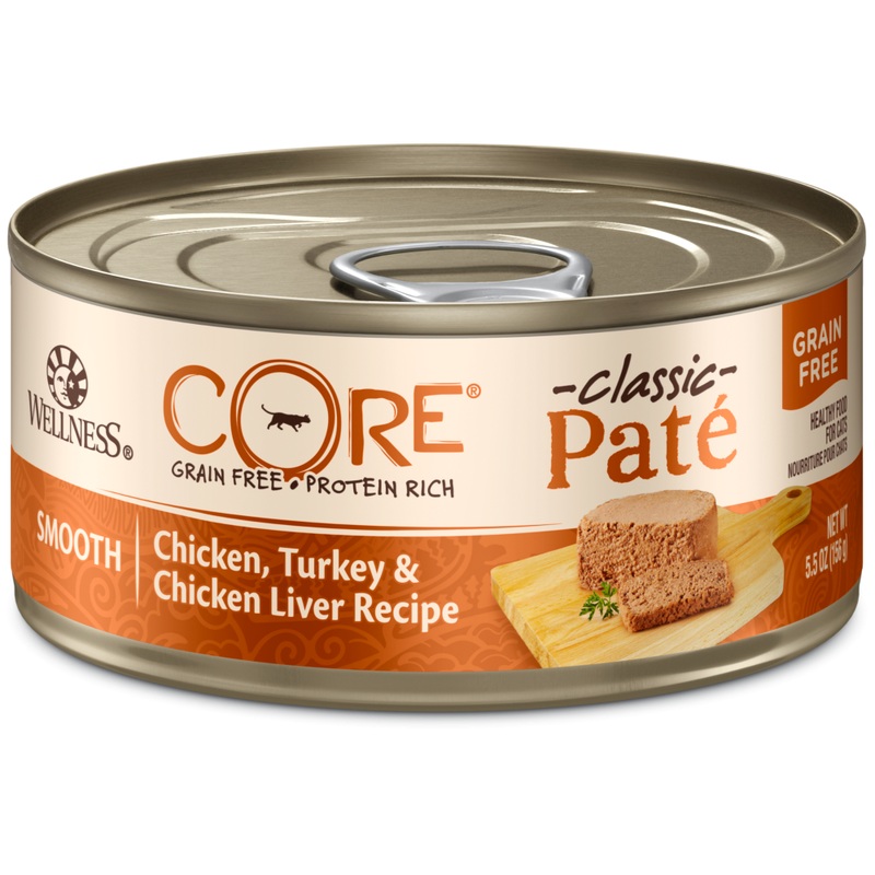 Wellness CORE Grain Free Natural Chicken, Turkey and Chicken Liver Smooth Pate Wet Canned Cat Food