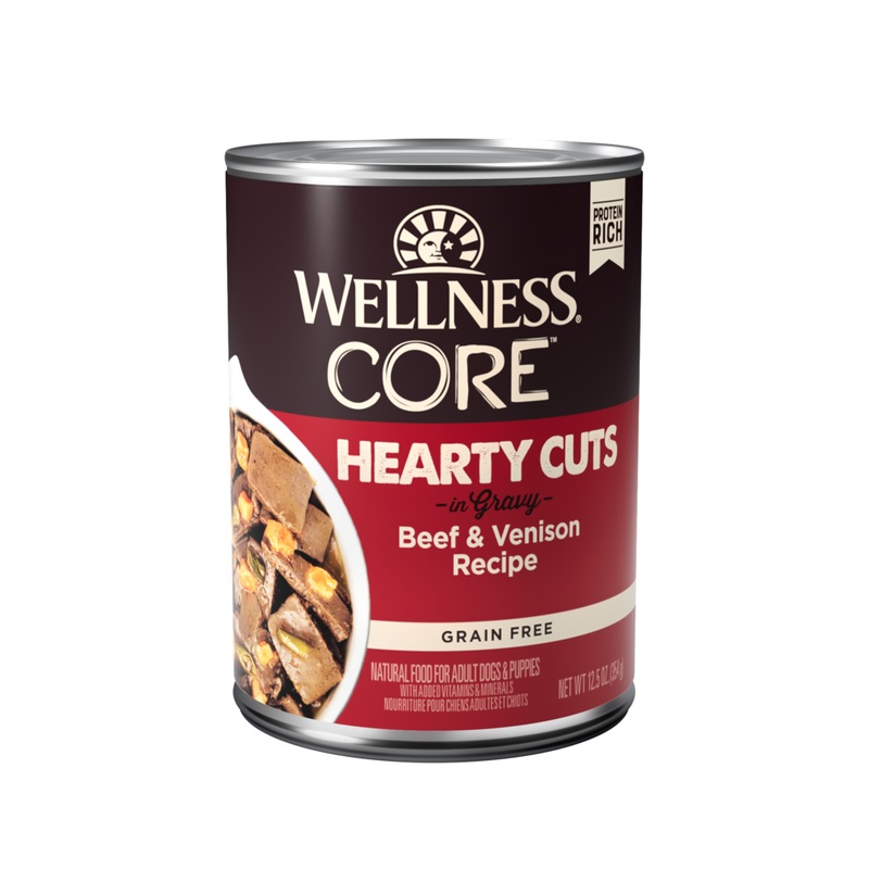 Wellness CORE Natural Grain Free Hearty Cuts Beef and Venison Canned Dog Food