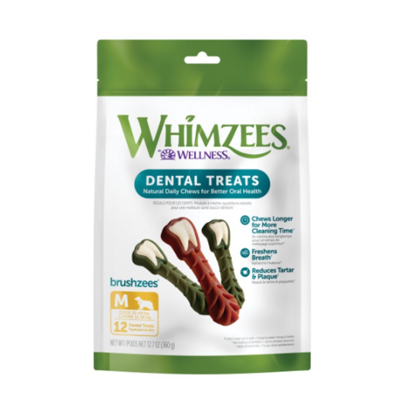 Whimzees Daily Use Brushzees Medium Pack Dental Dog Treats