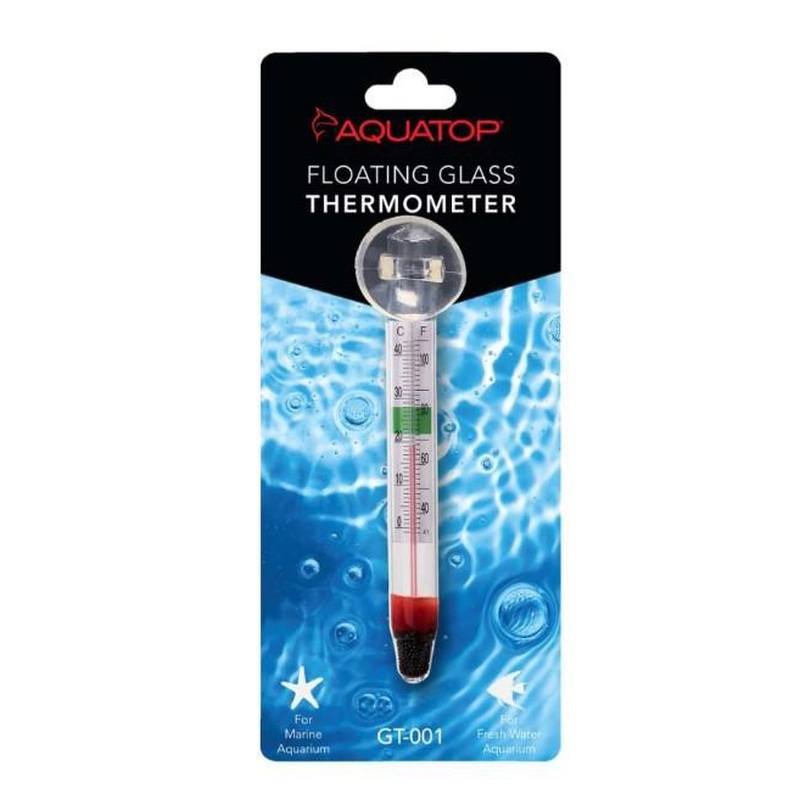 Aquatop Floating Glass Aquarium Thermometer with Suction Cup Mount