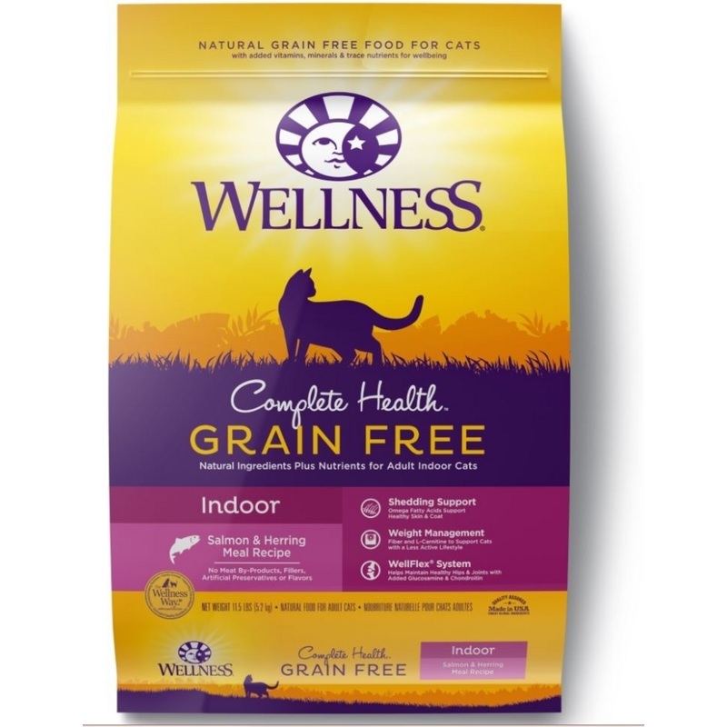 Wellness Complete Health Natural Indoor Adult Grain Free Salmon and Herring Dry Cat Food
