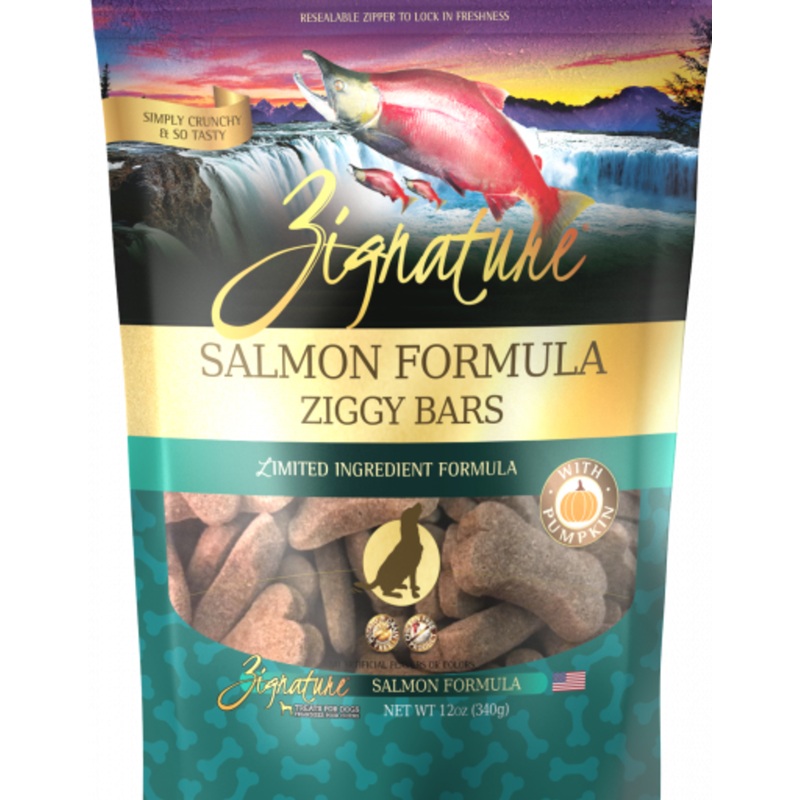 Zignature Dog Treat GF Ziggy Bars Salmon 12 oz