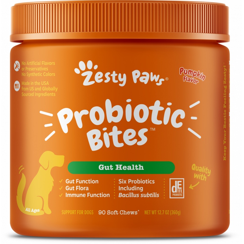 Zesty Paws Probiotic Bites with Digestive Enzymes Pumpkin Soft Chews for Dogs