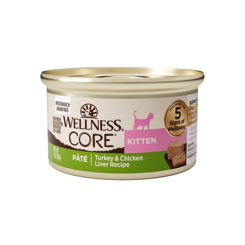 Wellness CORE Grain Free Natural Kitten Health Turkey and Chicken Smooth Pate Canned Cat Food