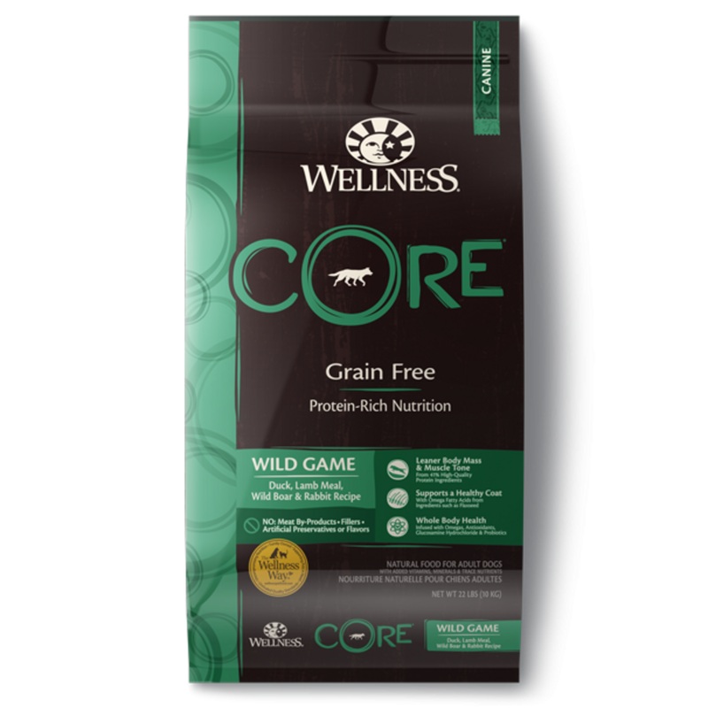 Wellness CORE Grain Free Natural Wild Game Duck, Turkey, Wild Boar and Rabbit Recipe Dry Dog Food