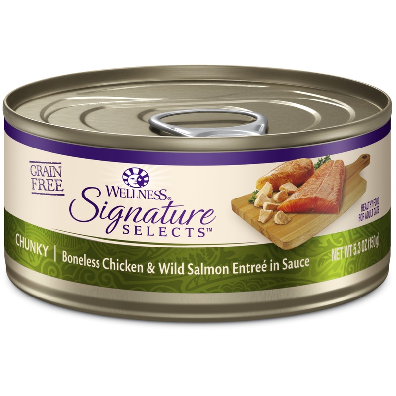 Wellness Signature Selects Grain Free Natural White Meat Chicken and Wild Salmon Entree in Sauce Wet Canned Cat Food