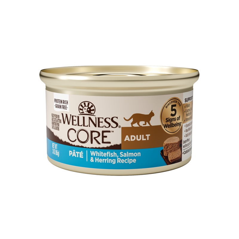 Wellness CORE Grain Free Natural Whitefish, Salmon & Herring Smooth Pate Canned Cat Food