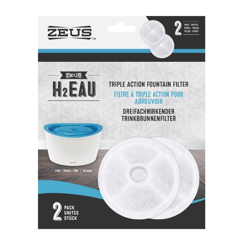 Zeus H2EAU Triple Action Fountain Filters - 2 pack