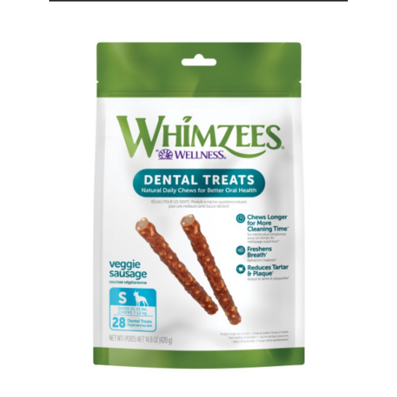 Whimzees Veggie Sausage Dental Chew Dog Treats